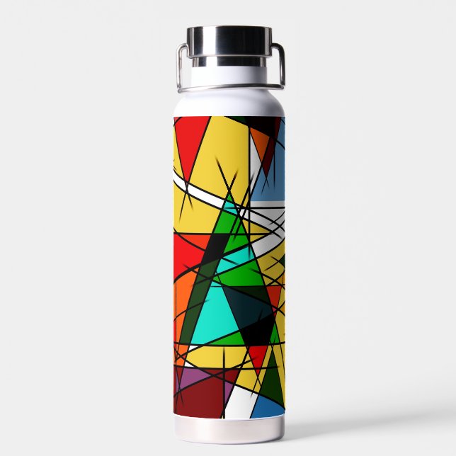 Botella De Agua Triángulo moderno geométrico colorido (Atrás)