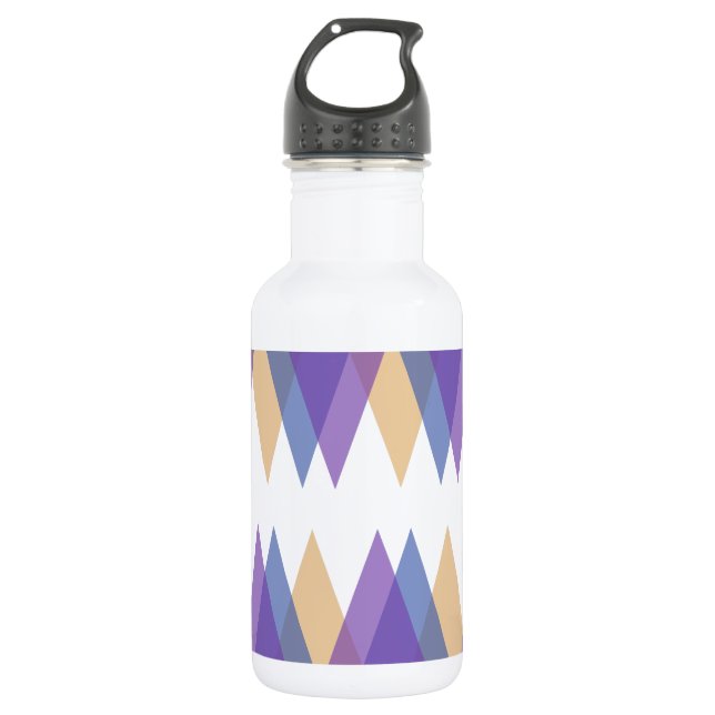 Botella De Agua Triángulos morados, azules y amarillos (Anverso)