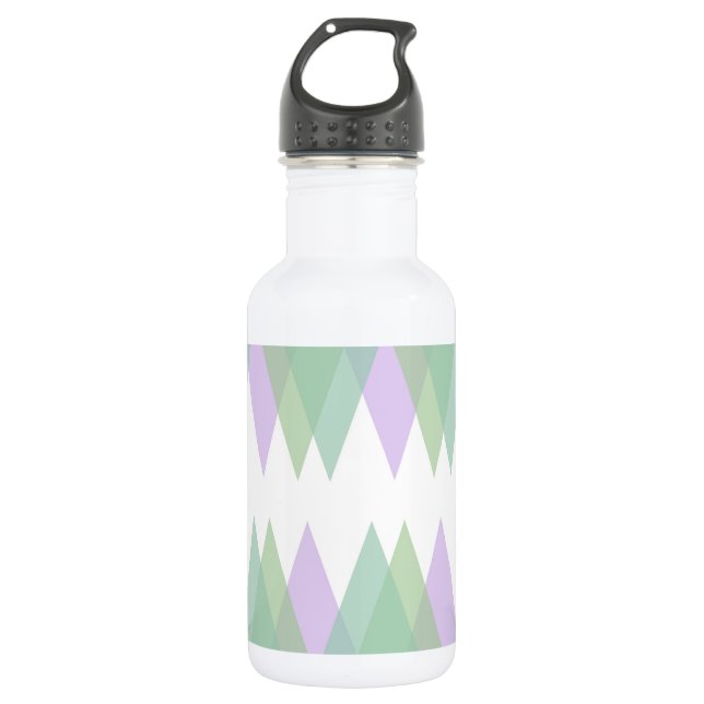 Botella De Agua Triángulos verdes y lilacos (Anverso)