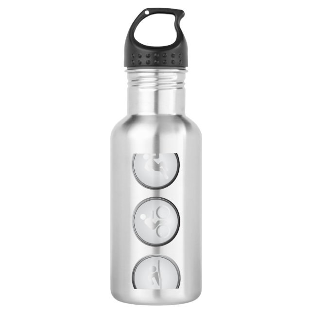 Botella De Agua Triathlon SWIM-CYCLE-RUN (negro) (Anverso)