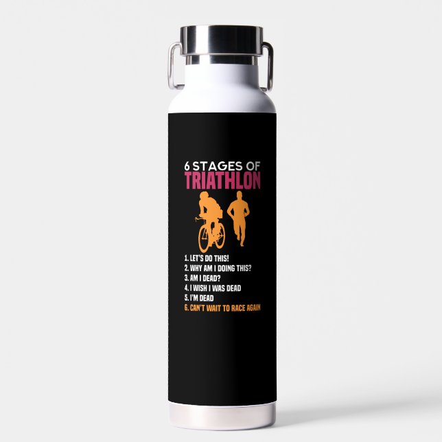 Botella De Agua Triatlón - 6 Etapas De Triatlón (Delantero)
