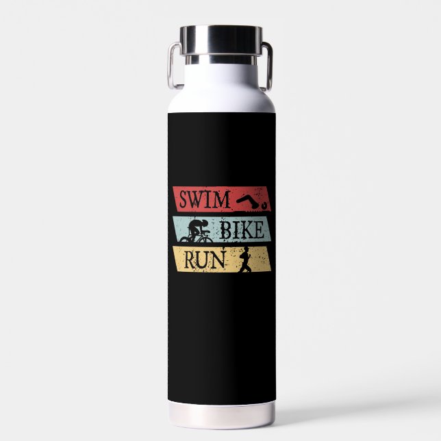 Botella De Agua Triatlón - Nadar Bicicleta Correr (Delantero)