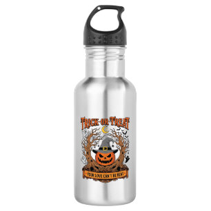 Botella De Agua Trick Or Treat Halloween Calabaza Bruja Sombrero E