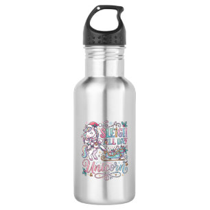 Botella De Agua Trineo de Unicornio Todo el Día Unicornio Adorable