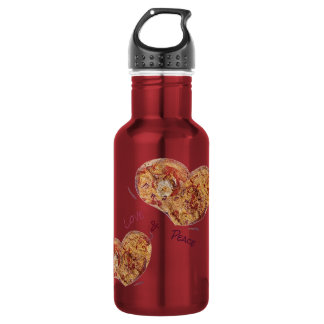 Botella De Agua Trinkflasche klein Edelstahl Love & Peace