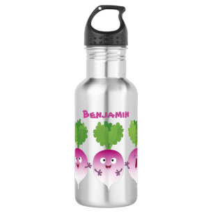 Botella De Agua Trío de verduras de nabo lindo personalizado