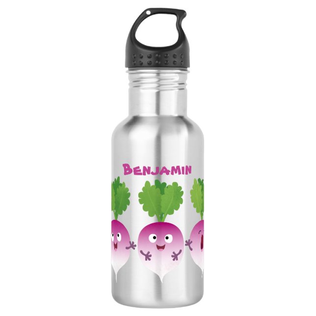 Botella De Agua Trío de verduras de nabo lindo personalizado (Anverso)