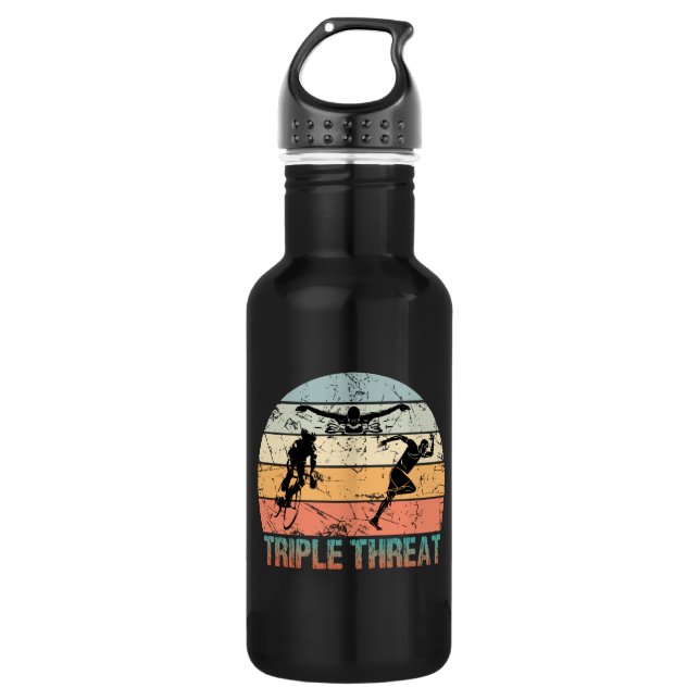 Botella De Agua Triple Threat - Triathlon Athlete (Anverso)
