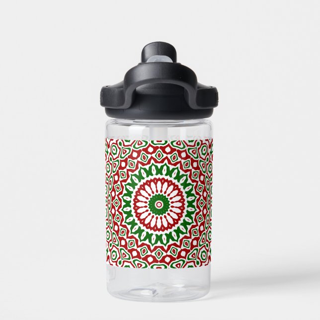 Botella De Agua Trippy Hippie Groovy Boho Funky Navidades Mandala (Parte trasera)