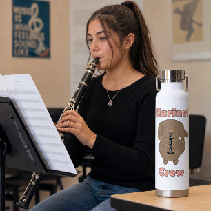 Botella De Agua Tripulación de clarinete perro marrón divertido