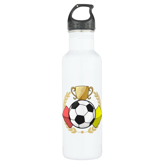 Botella De Agua Trofeo de la carta roja y amarilla del fútbol (Anverso)