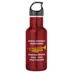 Botella De Agua Trompeta Personalizada de Escuela Secundaria en Or