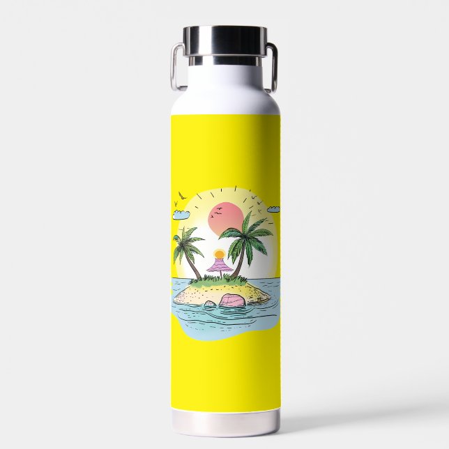 Botella De Agua Tropical Island Sunset Drinkware (Delantero)