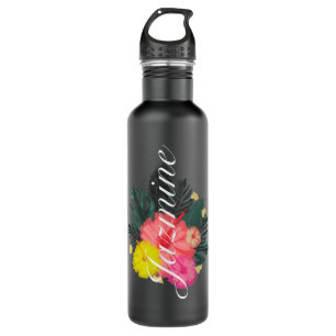 Botella De Agua Tropical Yellow Hibiscus Florals