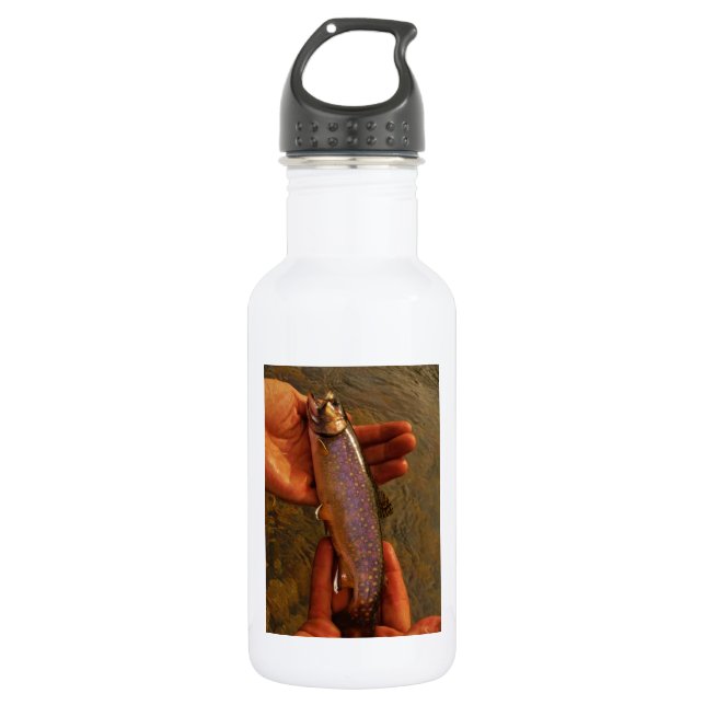 Botella De Agua Trucha en manos (Anverso)
