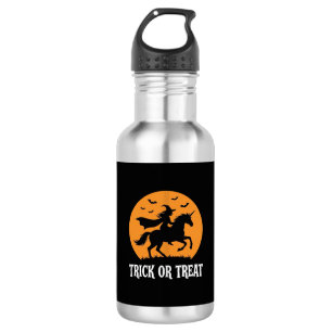 Botella De Agua Truco o trato Bruja Unicornio Diseño de Halloween_