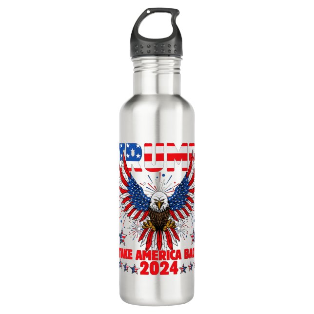 Botella De Agua Trump 2024 Recuperar la bandera estadounidense Tru (Anverso)