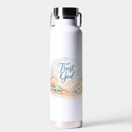 Botella De Agua "Trust God" Coastal Beach Watercolor Christian
