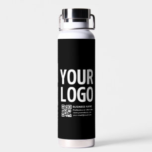 Botella De Agua Tu logotipo con código QR editable y texto