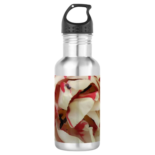 Botella De Agua Tulipán rosa y blanco (Anverso)