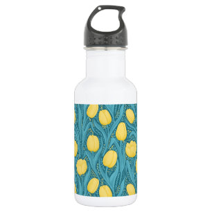 Botella De Agua Tulipanes azules y amarillos
