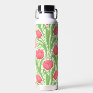 Botella De Agua Tulipanes en rojo y verde