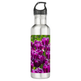 Botella De Agua Tulipanes lilacos brillantes en un día soleado