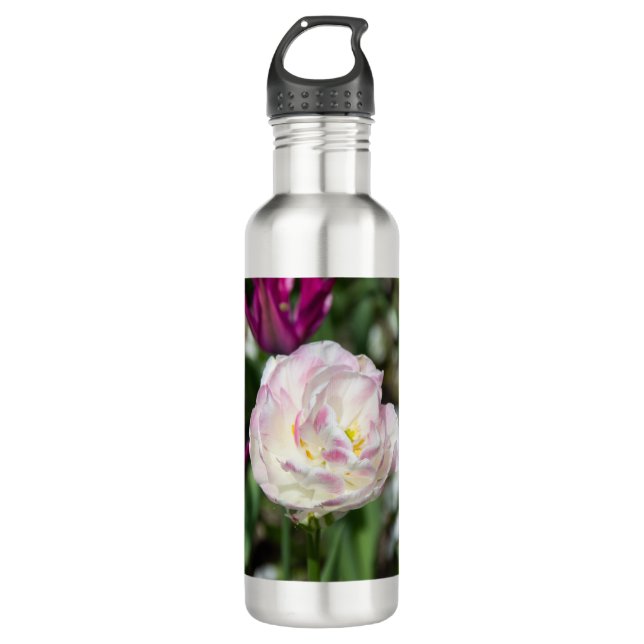 Botella De Agua Tulipanes rosa brillante en un día soleado (Anverso)