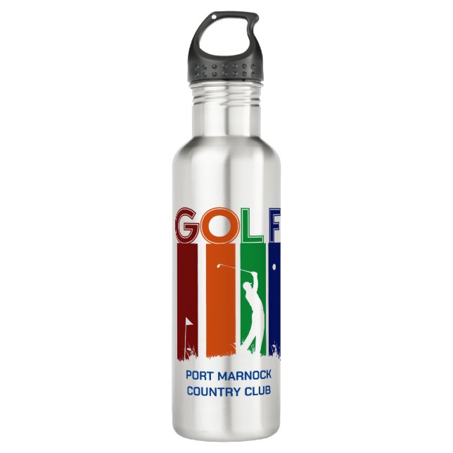 Botella De Agua Tumbler personalizado de temática golf - Nombre y  (Anverso)