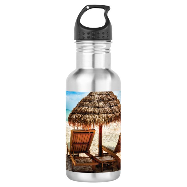 Botella De Agua Tumbonas en la playa (Anverso)
