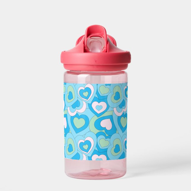 Botella De Agua Turqoise Blue Retro Heart Tumbler (Delante)