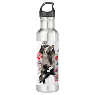 Botella De Agua Tuxedo Cat Cute Bonitos Flores Gatos Acuarela