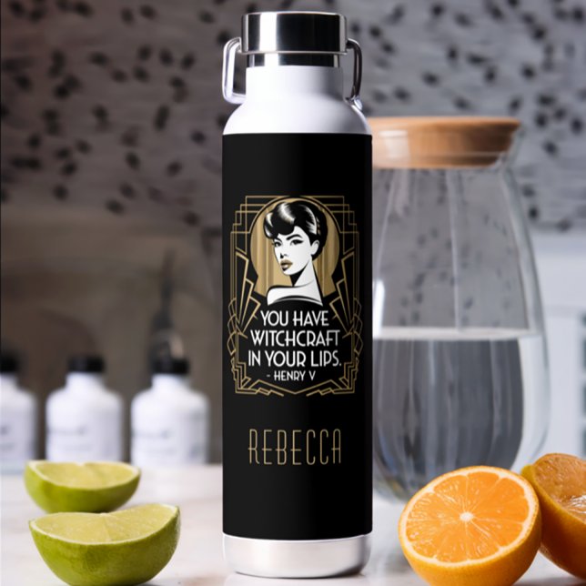 Botella De Agua Typografía moderna cita oro negro (Subido por el creador)