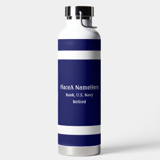 Botella De Agua U.S. Navy colors with Defense emblem Personalize