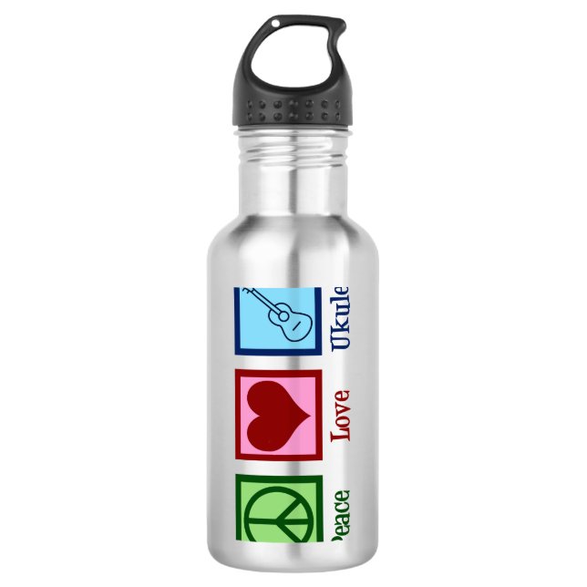 Botella De Agua Ukulele del amor de la paz (Anverso)