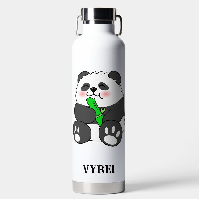 Botella De Agua Un bebé lindo Panda comiendo una caminata de bambú (Delantero)