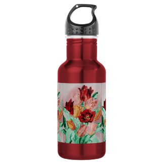 Botella De Agua Un bonito y audaz Bouquet floral de tulipanes