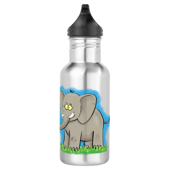 Botella De Agua Un extraño elefante gracioso con un pájaro en el p (Derecha)