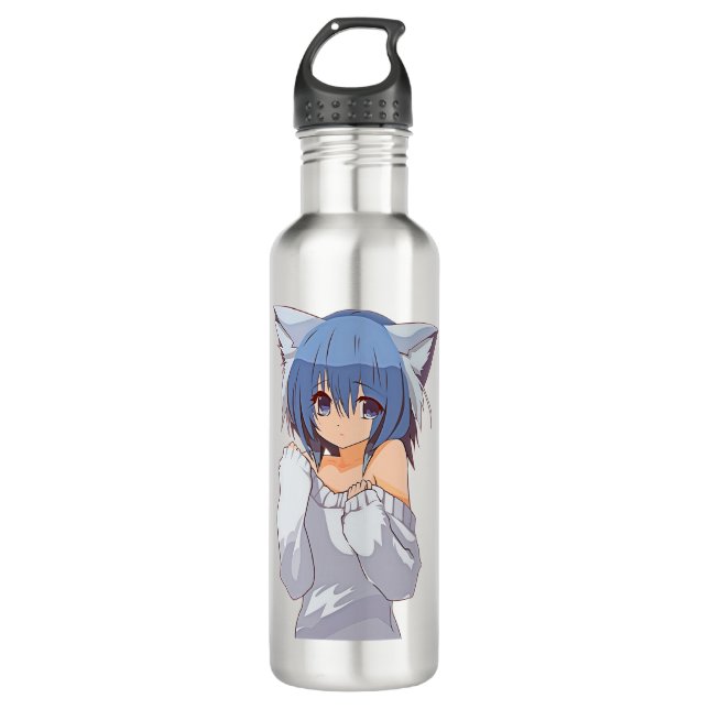 Botella De Agua Un gato chica de Kawaii (Anverso)