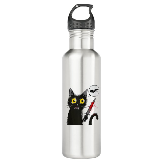 Botella De Agua Un gato negro disfrazado de Halloween qué divertid (Anverso)