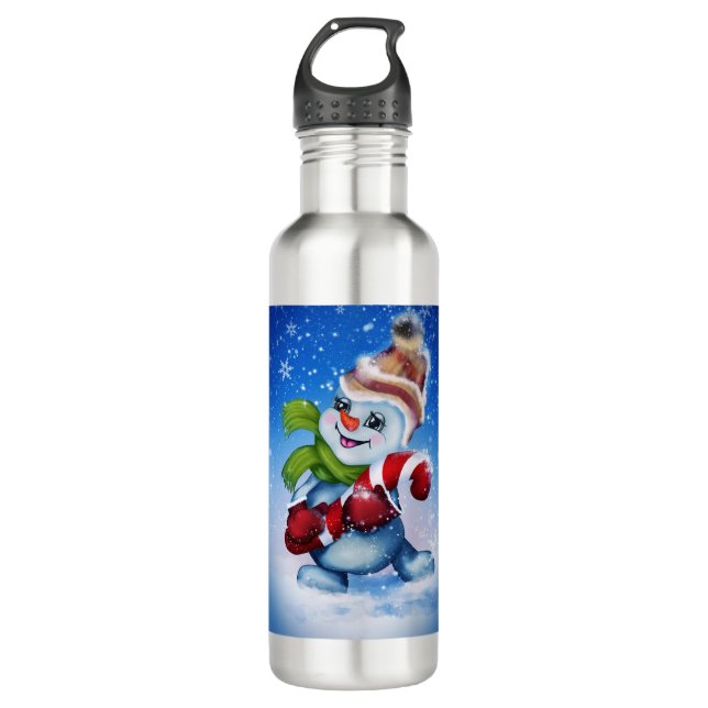 Botella De Agua Un hombre de nieve festivo (Anverso)