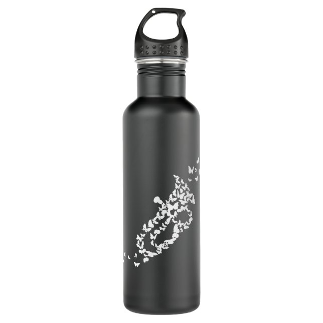 Botella De Agua Un instrumento de latón tuba con mariposas (Anverso)