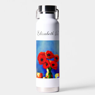 Botella De Agua Un jarrón de amapolas - Pintura - Personalizable