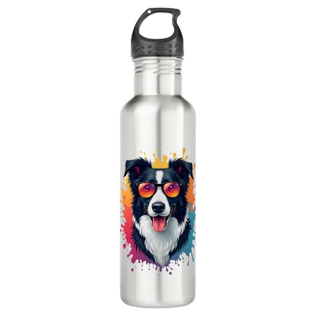 Botella De Agua Un lindo collar de frontera para perros [RB#10009] (Anverso)
