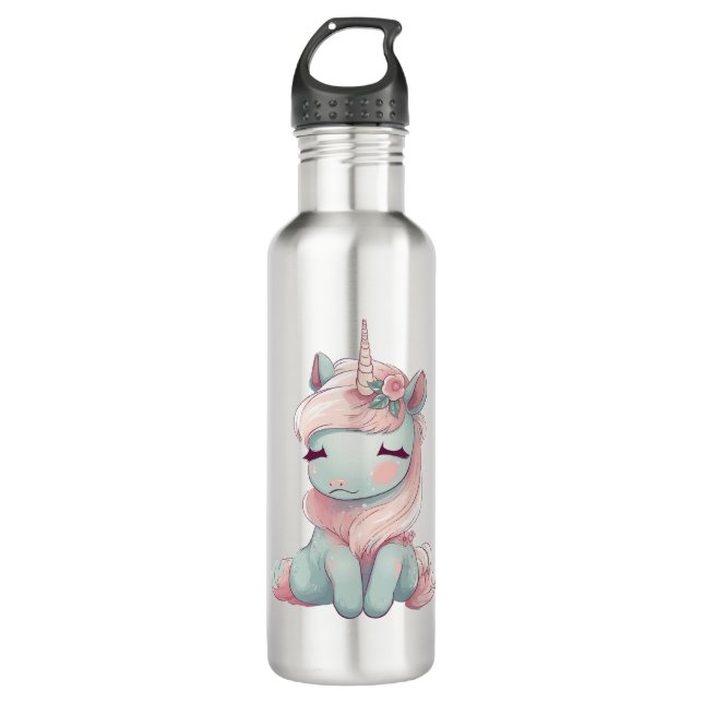 Botella De Agua Un lindo y orgulloso unicornio (Anverso)
