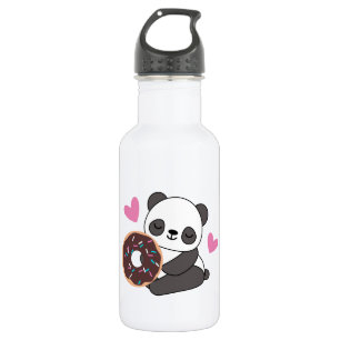Botella De Agua Un panda animal lindo oso de corazón rosado no