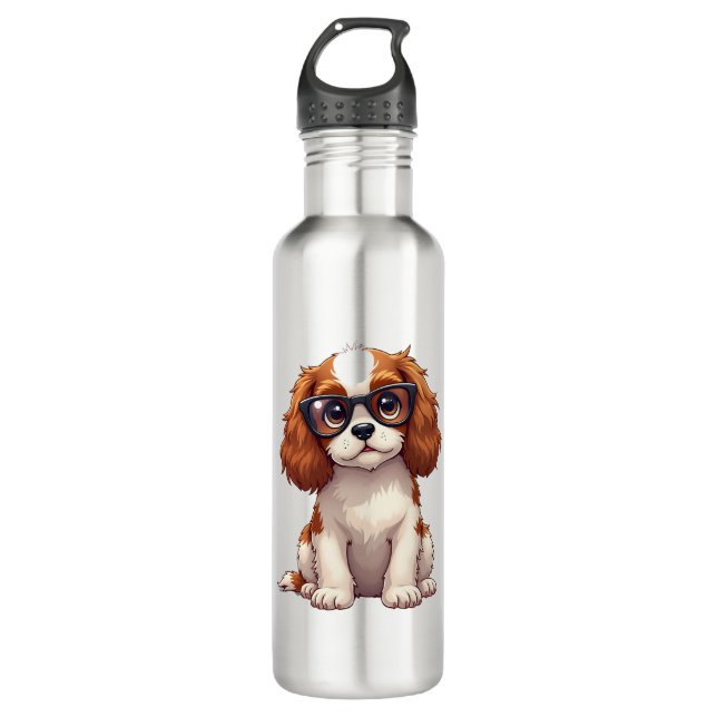 Botella De Agua Un perro lindo Rey Charles Spaniel (Anverso)