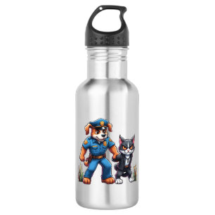 Botella De Agua un perro policía y un gato malo - humor