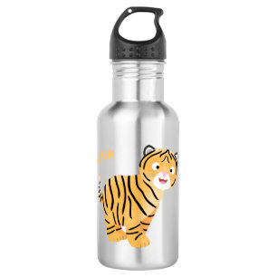 Botella De Agua Un personalizado feliz del cachorro de tigre
