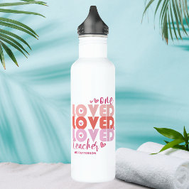 Botella De Agua Un profesor de amor Rosa Nombre personalizado mode